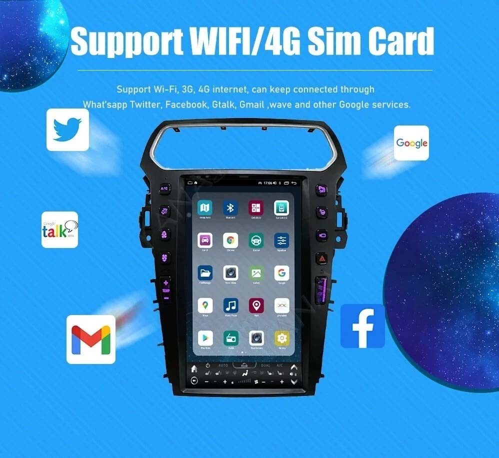13.6″ 128G Car Radio Stereo for Ford Explorer 2011-19 Android Carplay GPS