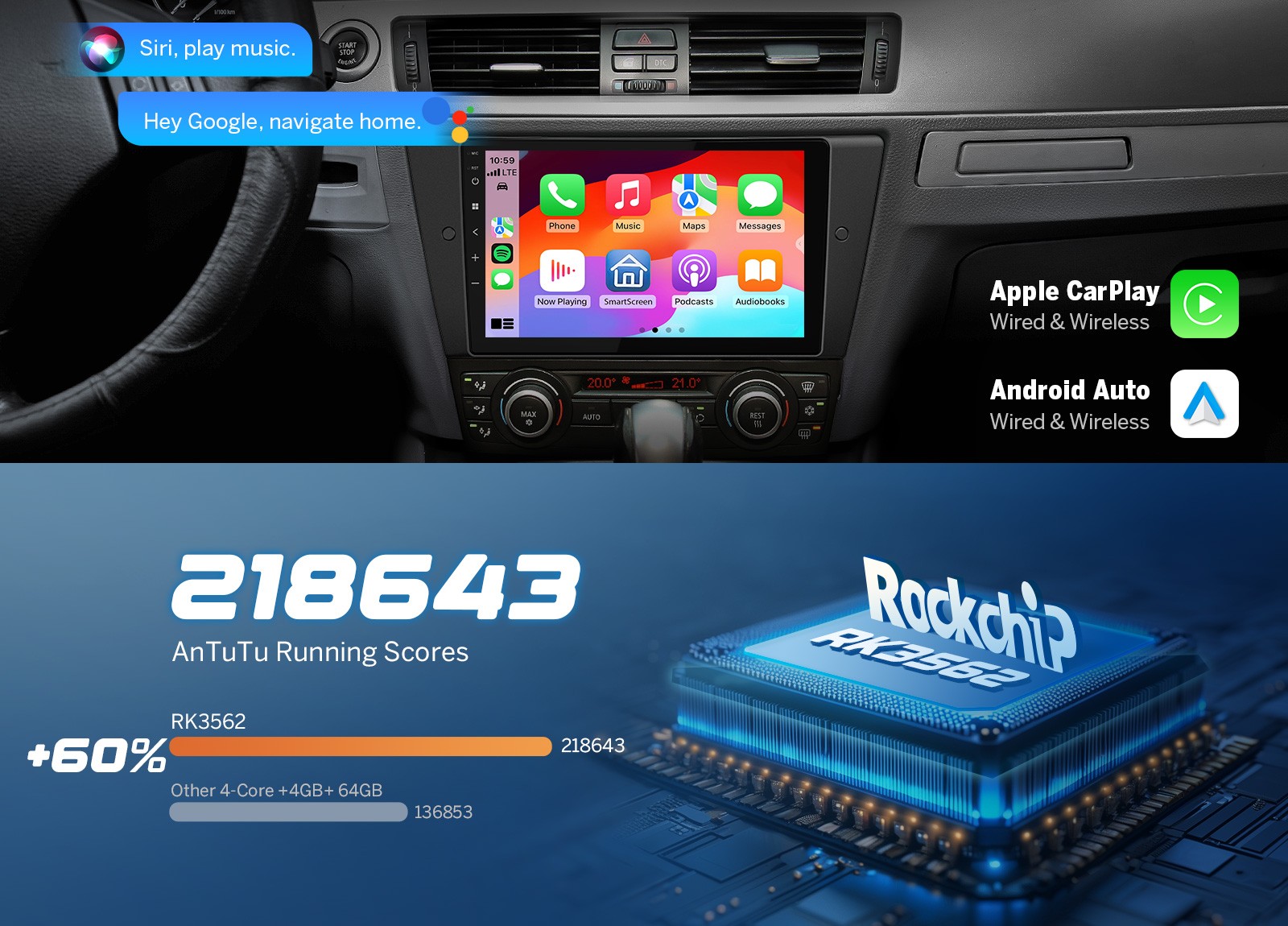 OBD+CAM+DVR+For BMW E90-E93 328/325 Android13 9″ Car Play Radio Stereo GPS Audio