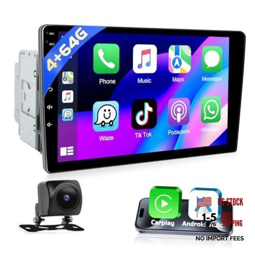 [4+64G] Wireless CarPlay Double Din Car [4+64G] 9″ Car Stereo with Carplay