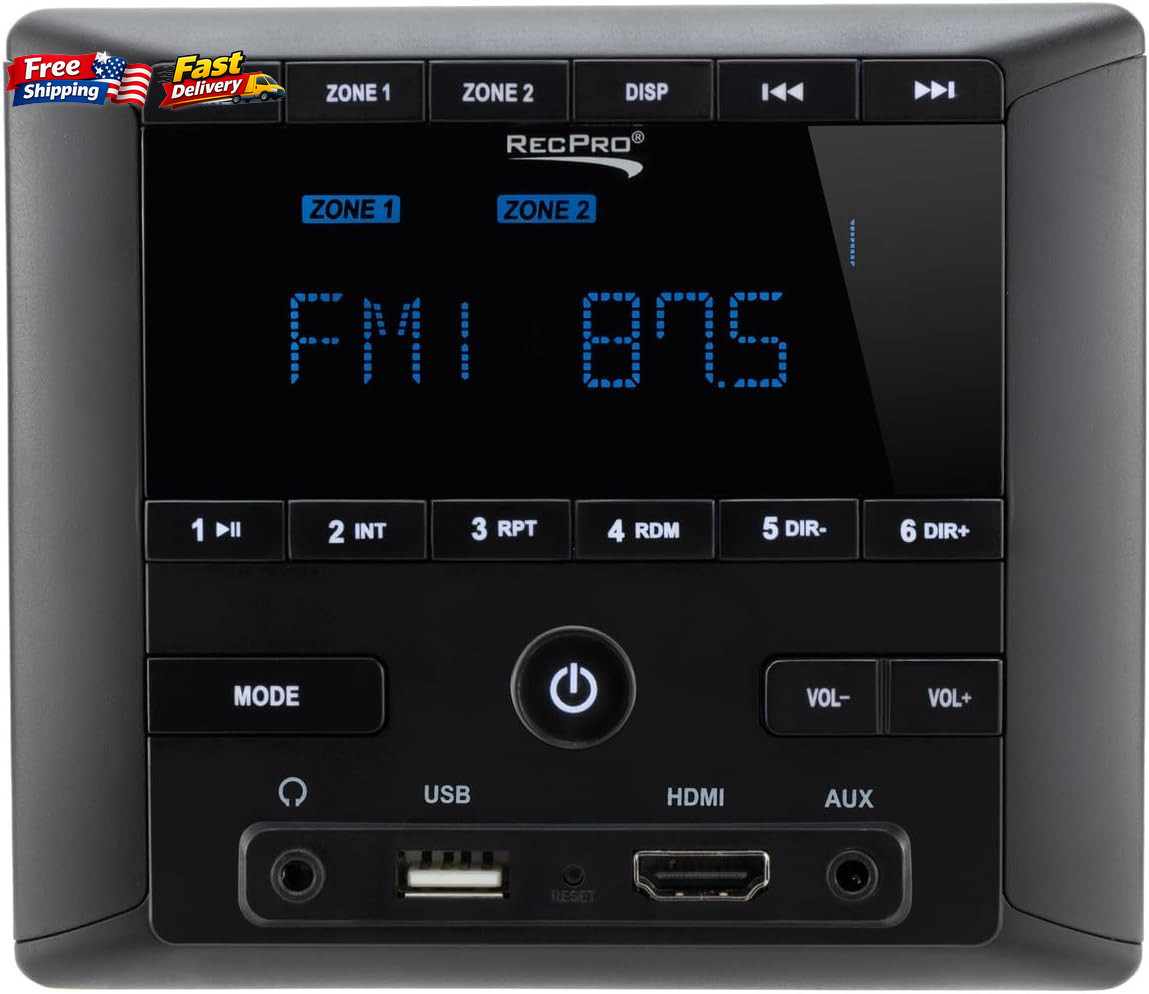 RV Stereo AM/FM Radio with Bluetooth HDMI Aux-in 4-Channel Audio Sound System 1p