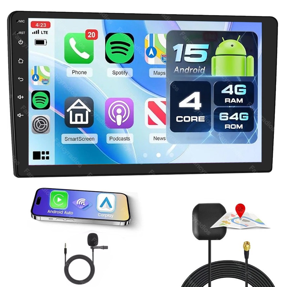 10.1″ Double 2Din Car Stereo Apple CarPlay Android 15 Auto Radio GPS Navi WIFI