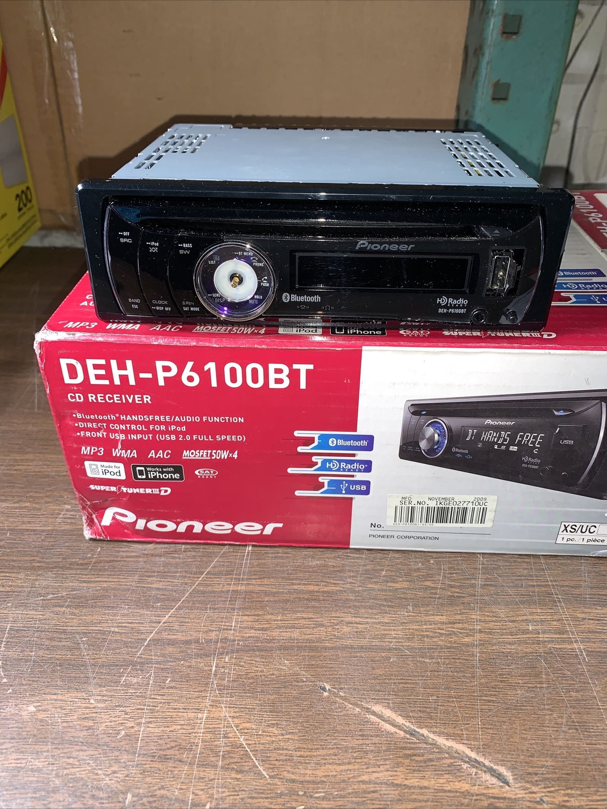 PIONEER DEH-P6100BT CAR CD PLAYER **FACE DOSE NO TURN ON/ MISSING KNOB