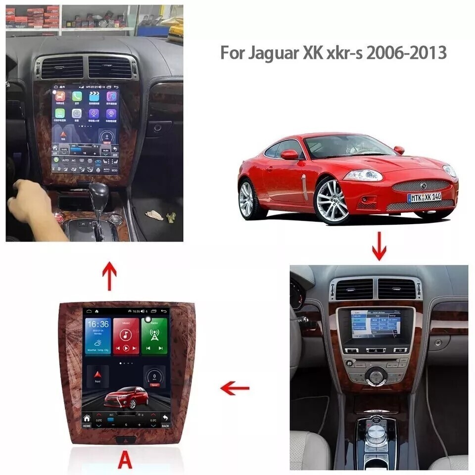 12.1” Large Screen CarPlay Car Radio GPS 6+128GB For Jaguar Xk Xkr-s 2006-2013
