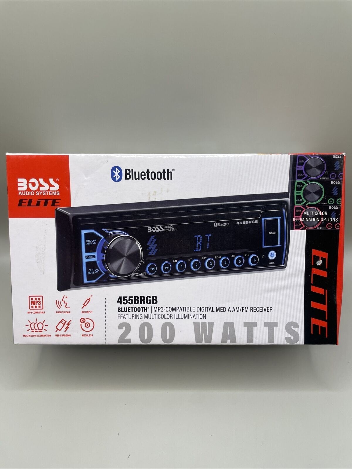 Boss Audio 455BRGB Elite AM/FM Bluetooth Digital Media Receiver, 200 WATTS