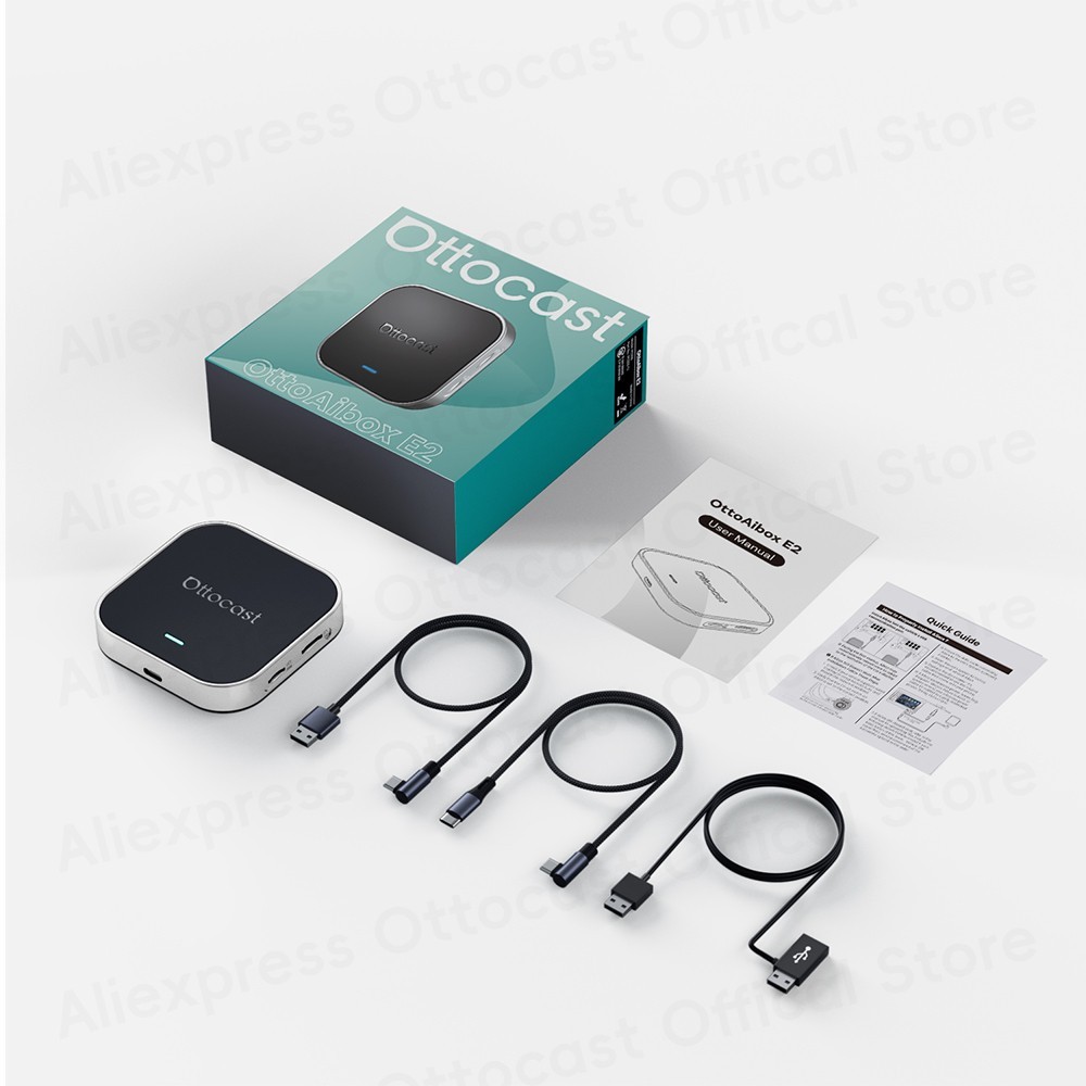 OTTOCAST E2 Video Palyer Ai Box Wireless CarPlay Adapter Android w/YT+TK+APP