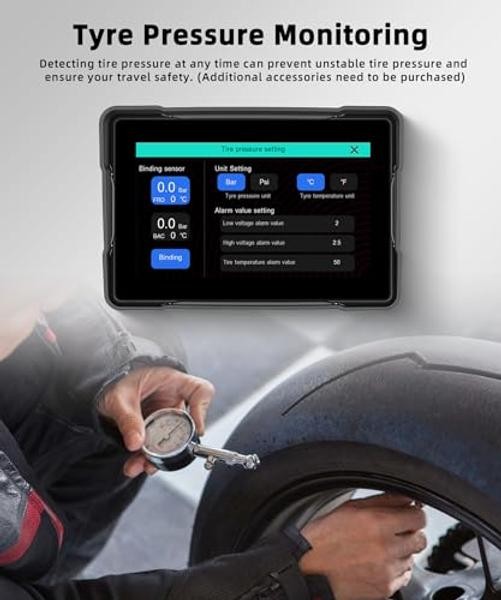 Motorcycle Carplay Android Auto, 5’’ Waterproof Motorcycle GPS Navigation