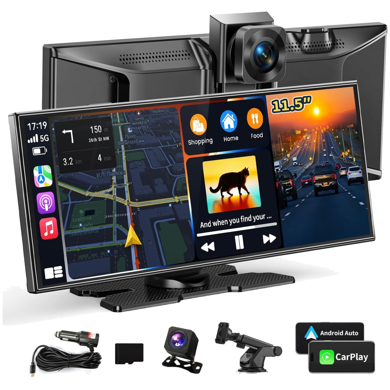 Extra Large 11.5″ Touchscreen for Car, Wireless Connectivity
