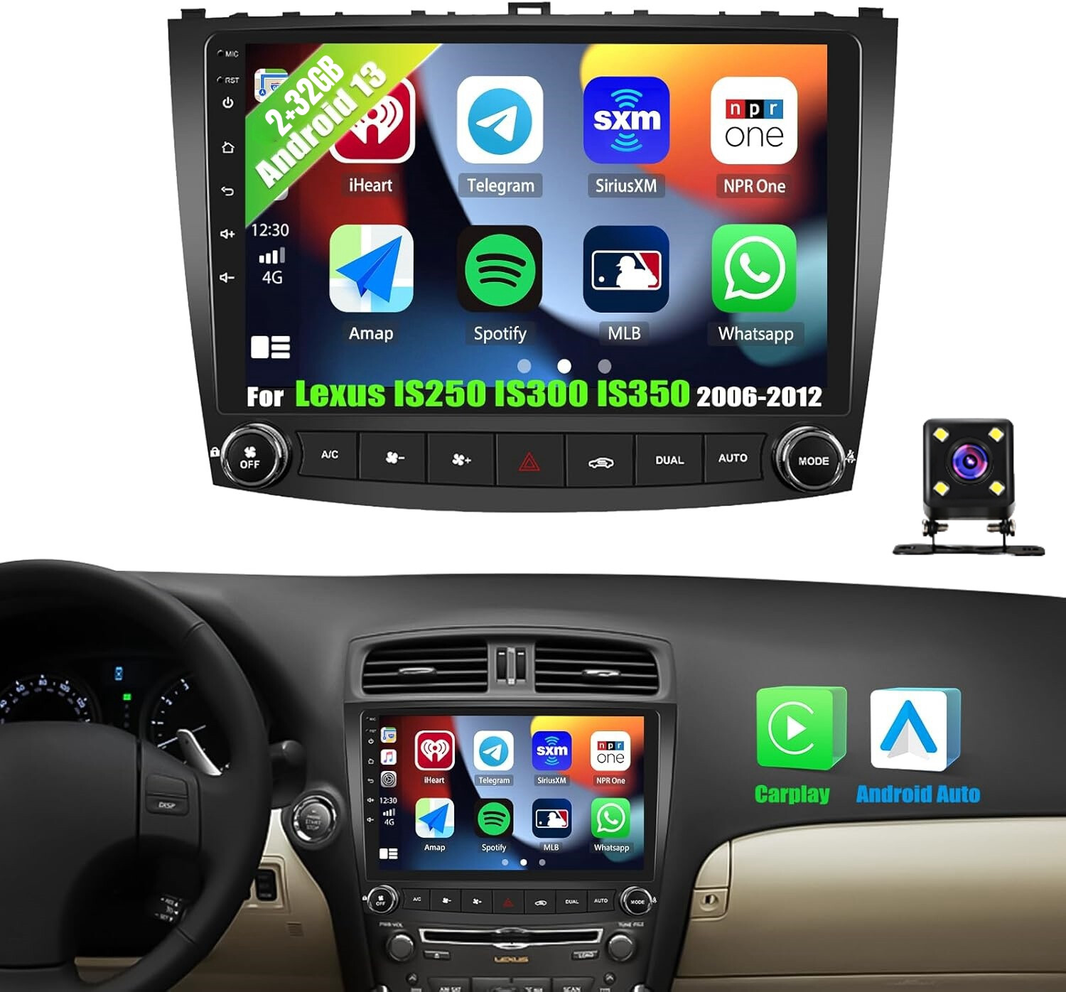 For Lexus IS250 IS350 2006-2012 Android 13 Apple CarPlay Car Stereo Radio GPS BT