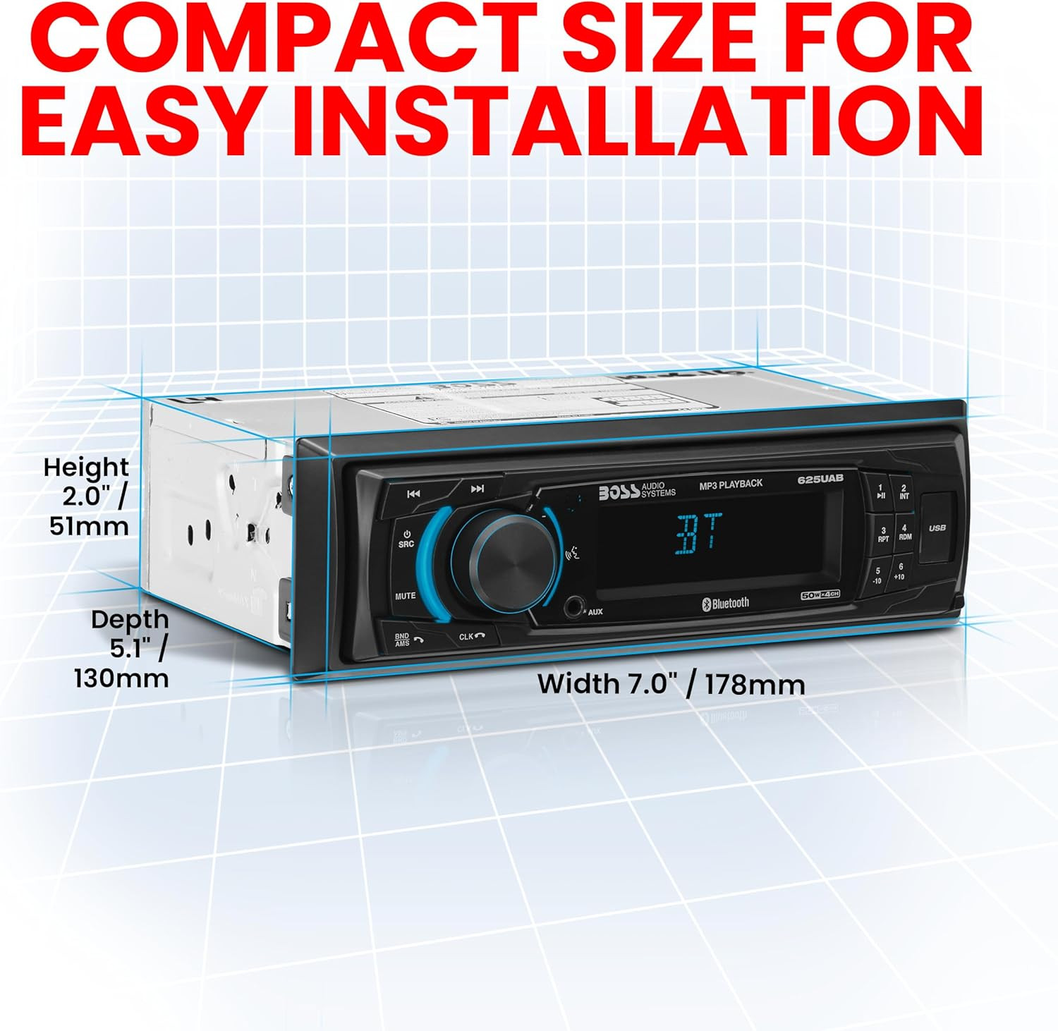 625UAB Single DIN Car Stereo with Bluetooth – No CD DVD Player, AM/FM Radio Rece