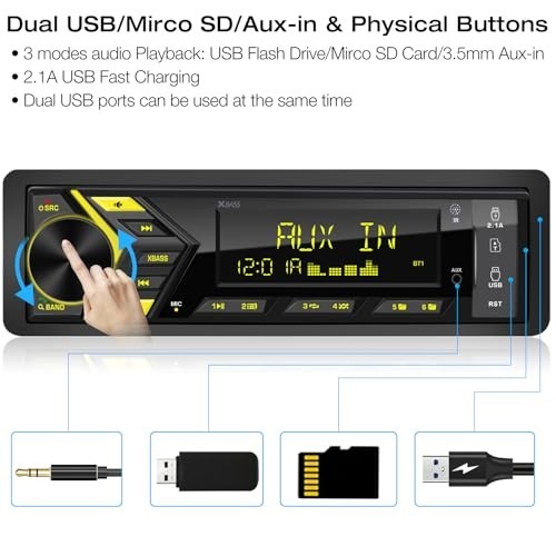 Bluetooth Car Stereo Single Din LCD Display Audio System MP3 Player FM AM Radio