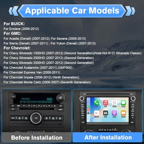 4Core 64GB Car Radio for Chevy Silverado 1500 Tahoe GMC Sierra Acadia 2GB+64GB