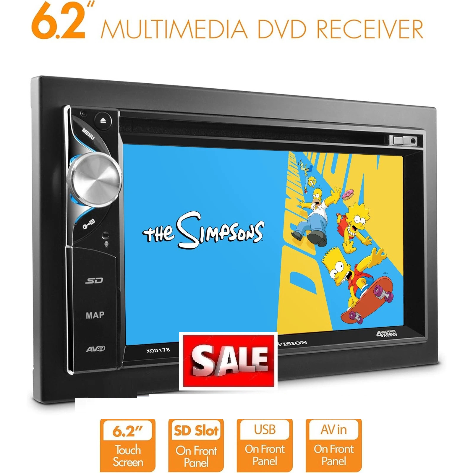 Dual Electronics DV271BT Double DIN Car Stereo 6.2″ Touchscreen DVD Bluetooth