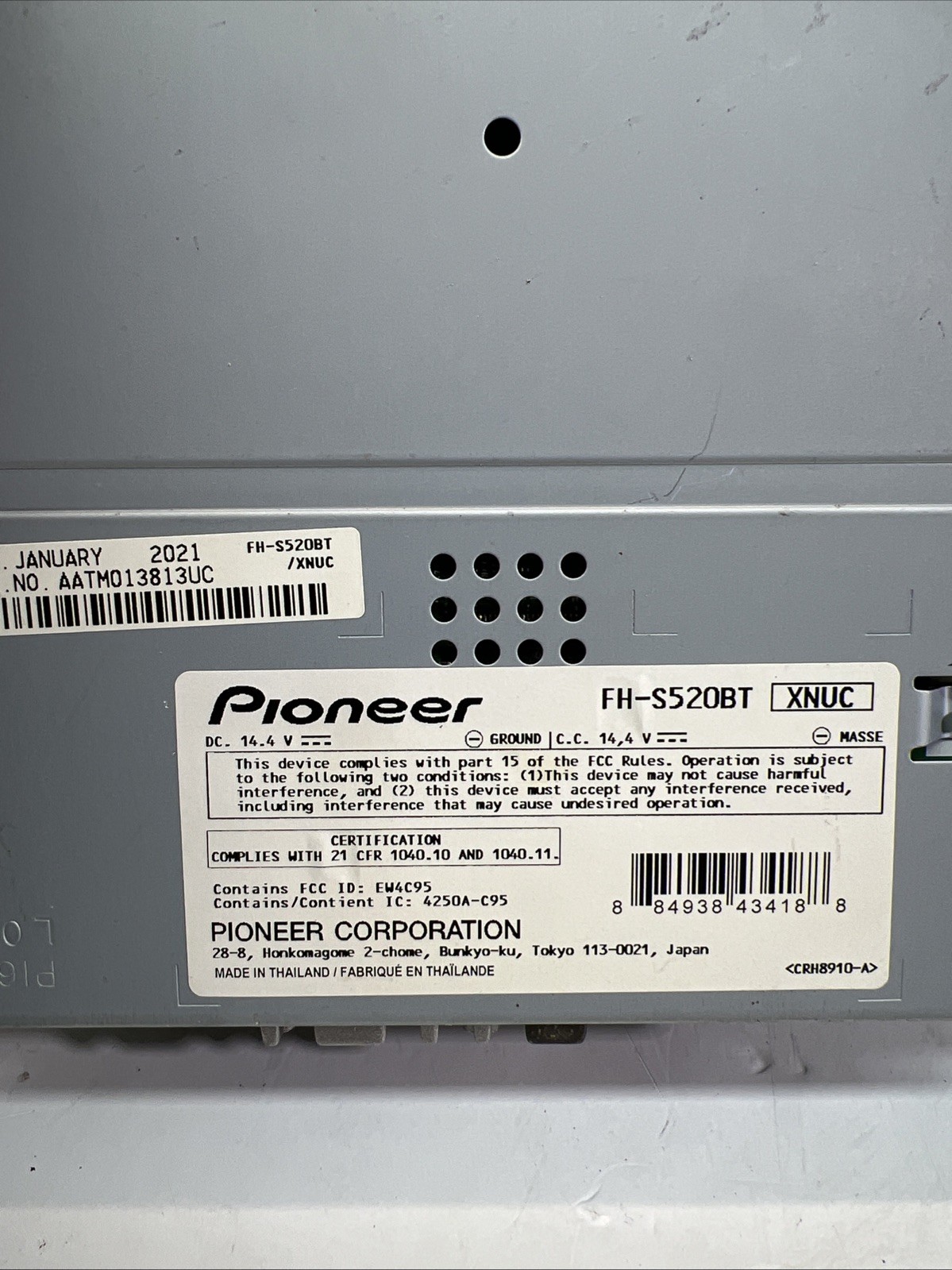 Pioneer FHS520BT Double DIN Car Stereo Receiver