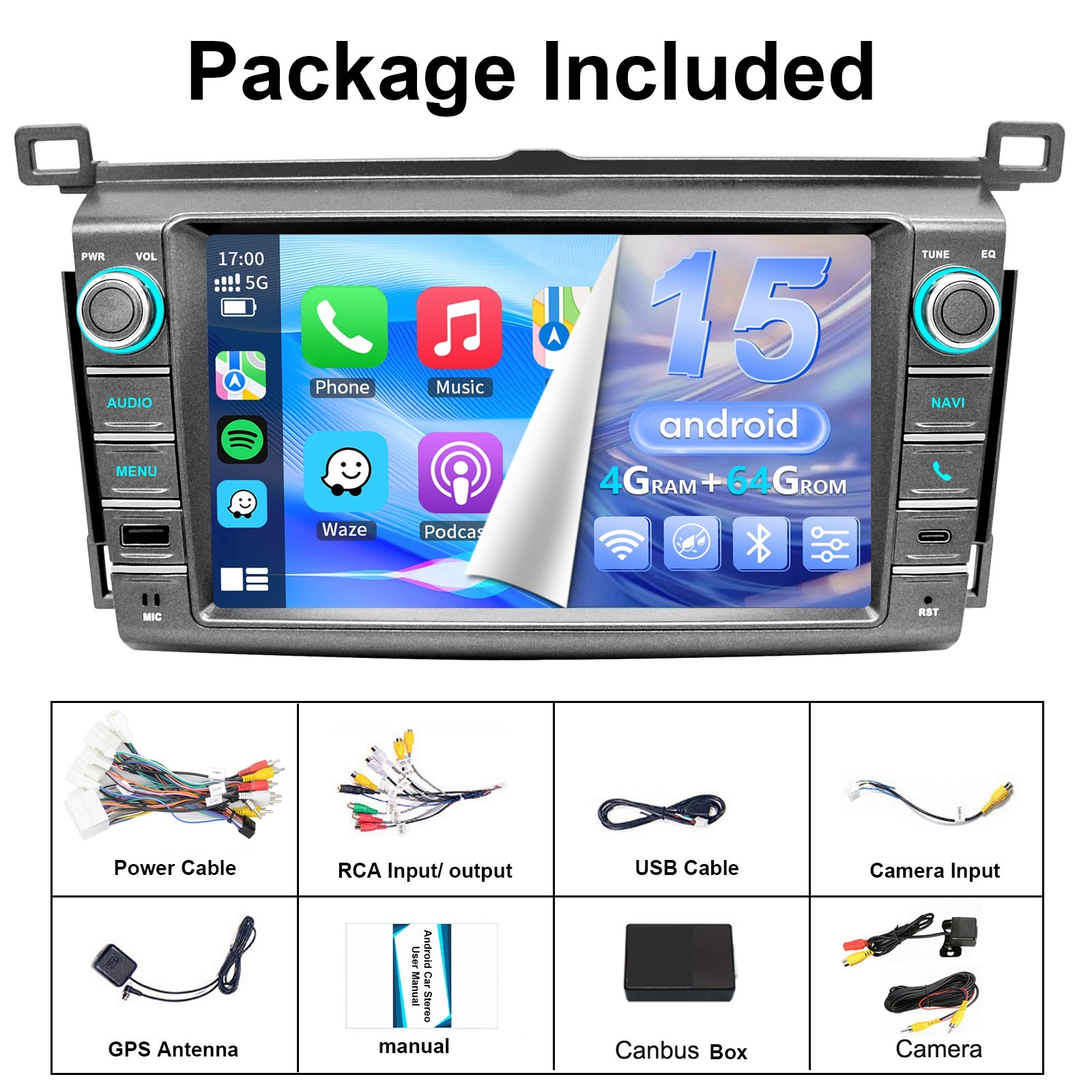 For 2013-2018 Toyota RAV4 Apple Carplay Car Stereo Radio Fit JBL Factory Camera