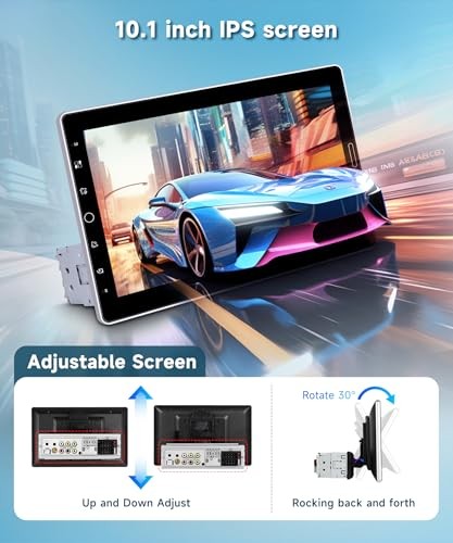 Single Din Car Stereo Wireless CarPlay Android Auto, Detachable IPS 10.1 inch