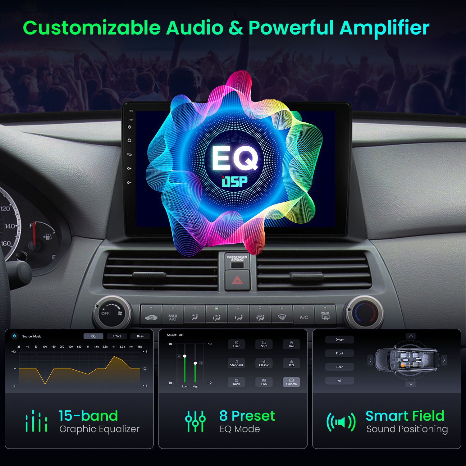 10.1″ IPS Car Radio Stereo CarPlay Android 14 GPS Navi 4G 64G for Honda Accord 8