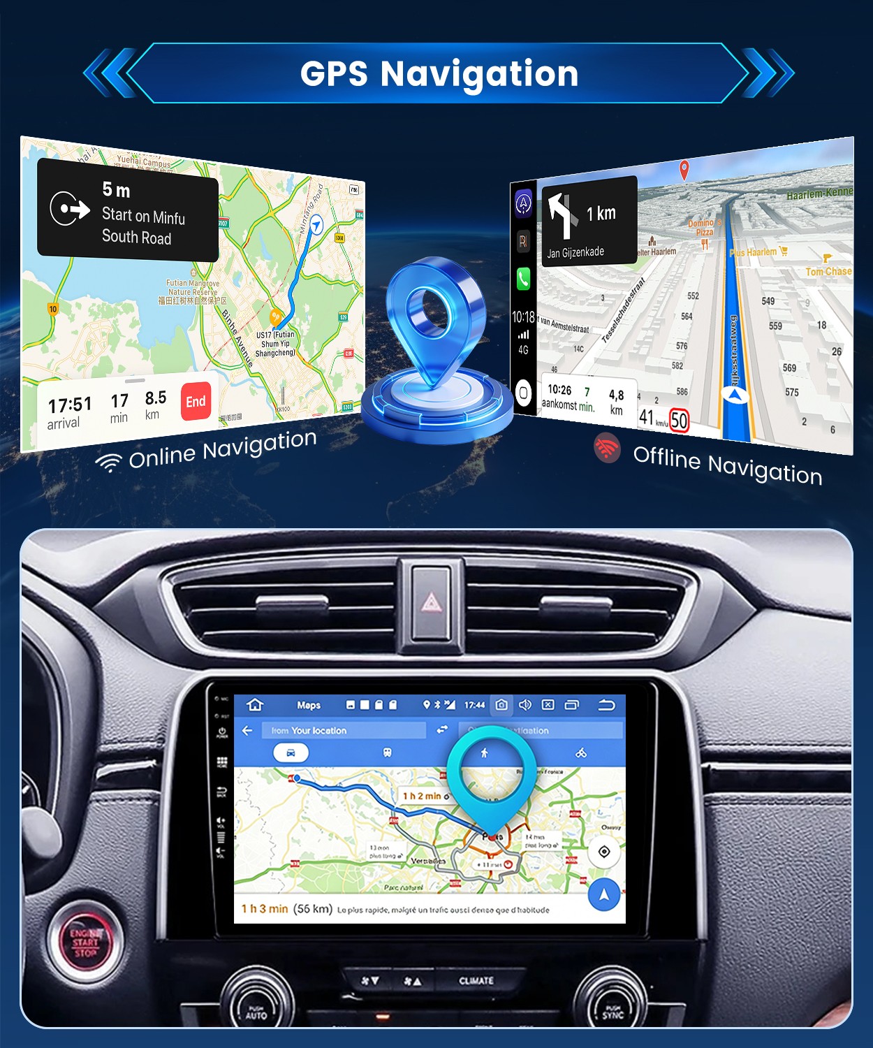 Car Stereo Radio Apple Carplay For Honda CR-V CRV 2017-2021 Android 16 GPS Navi