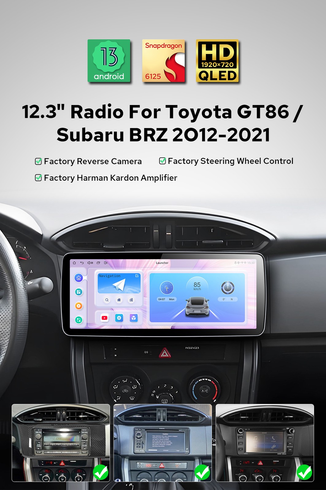 For Toyota GT86/ Subaru BRZ/ Scion FR-S 12.3″ Wide Screen Andriod 12 Car Radio