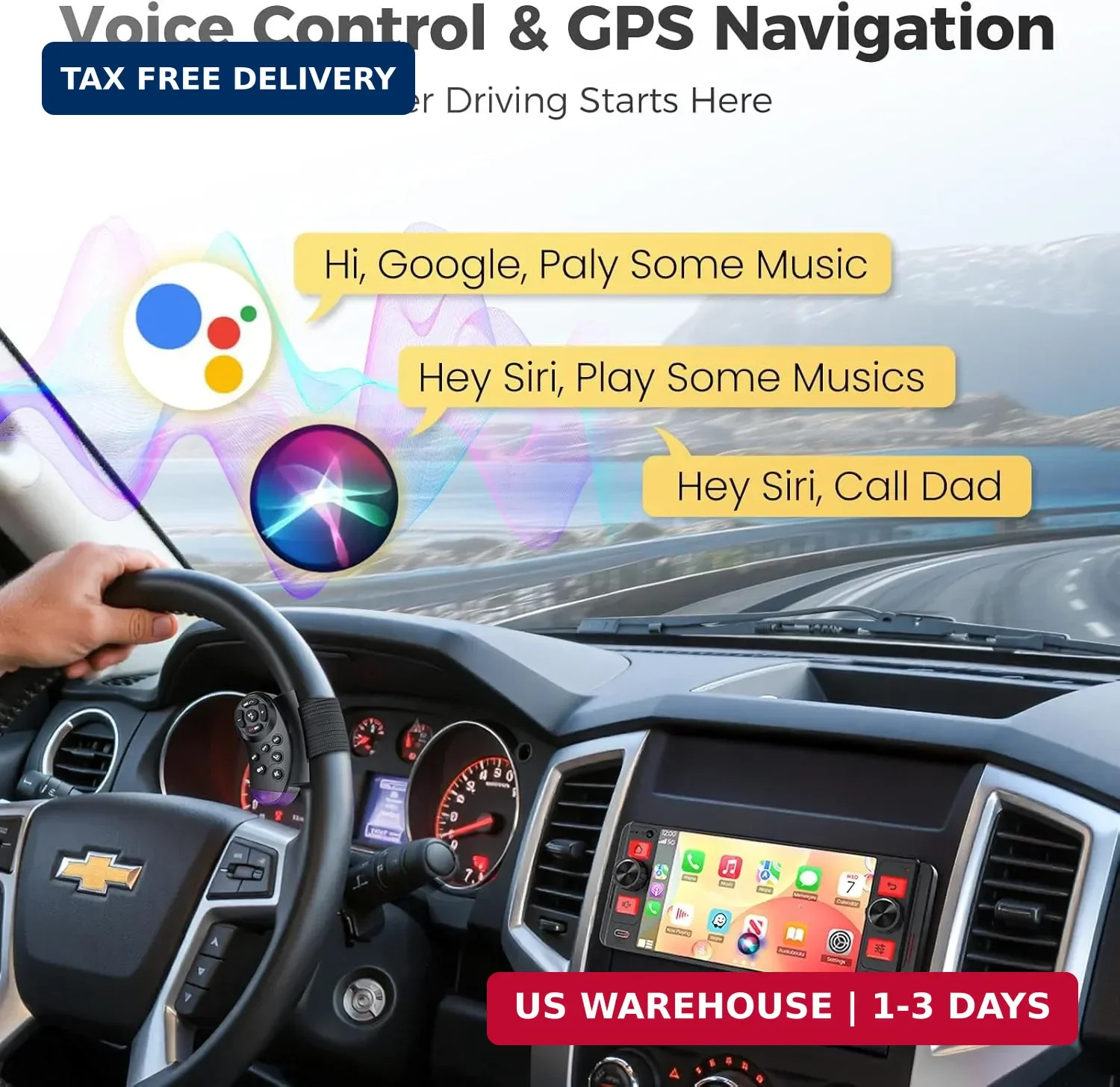 Single Din Car Stereo with Wireless Apple CarPlay and Android Auto, Single Din T