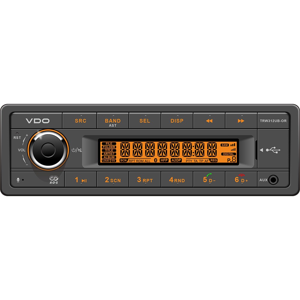 VDO 12V Radio TRW312UB-OR FM RDS MP3 USB Bluetooth Orange Illumination