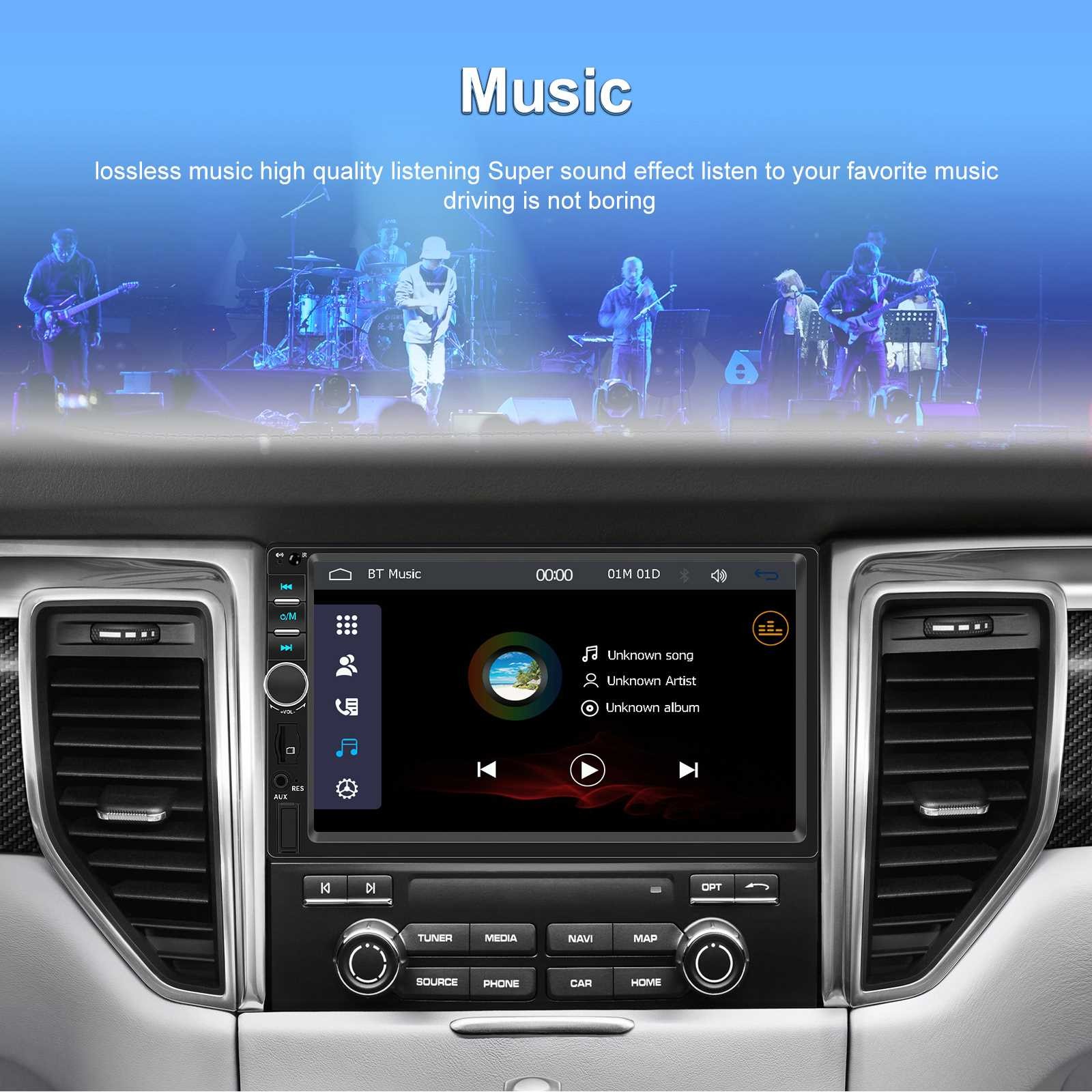 7″ Double Din Car Stereo Touch Screen Radio Apple CarPlay Android Auto Head Unit