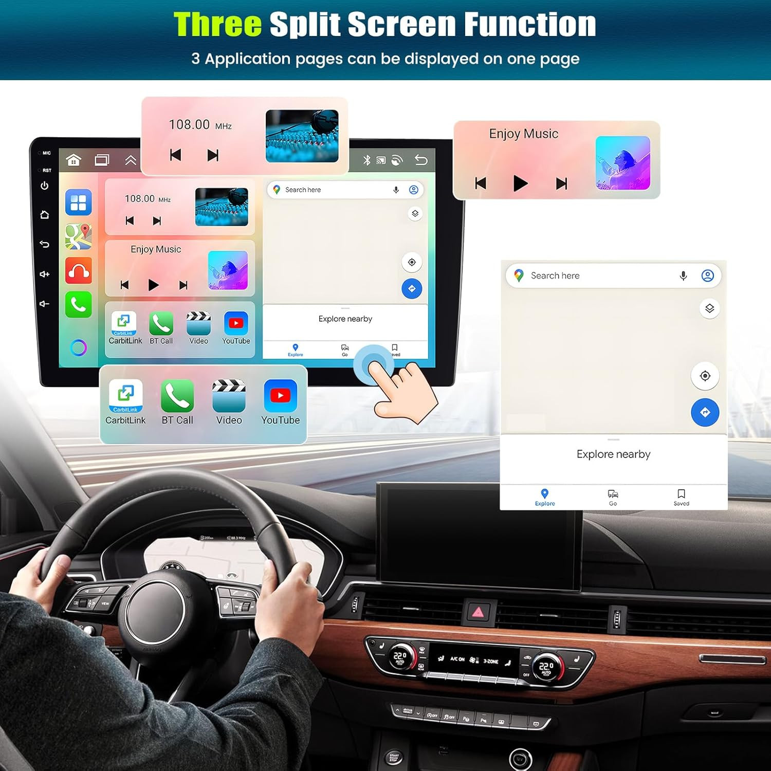 [8-Core 4+64GB] Android 13 Double Din Car Radio Stereo with Wireless Carplay&And