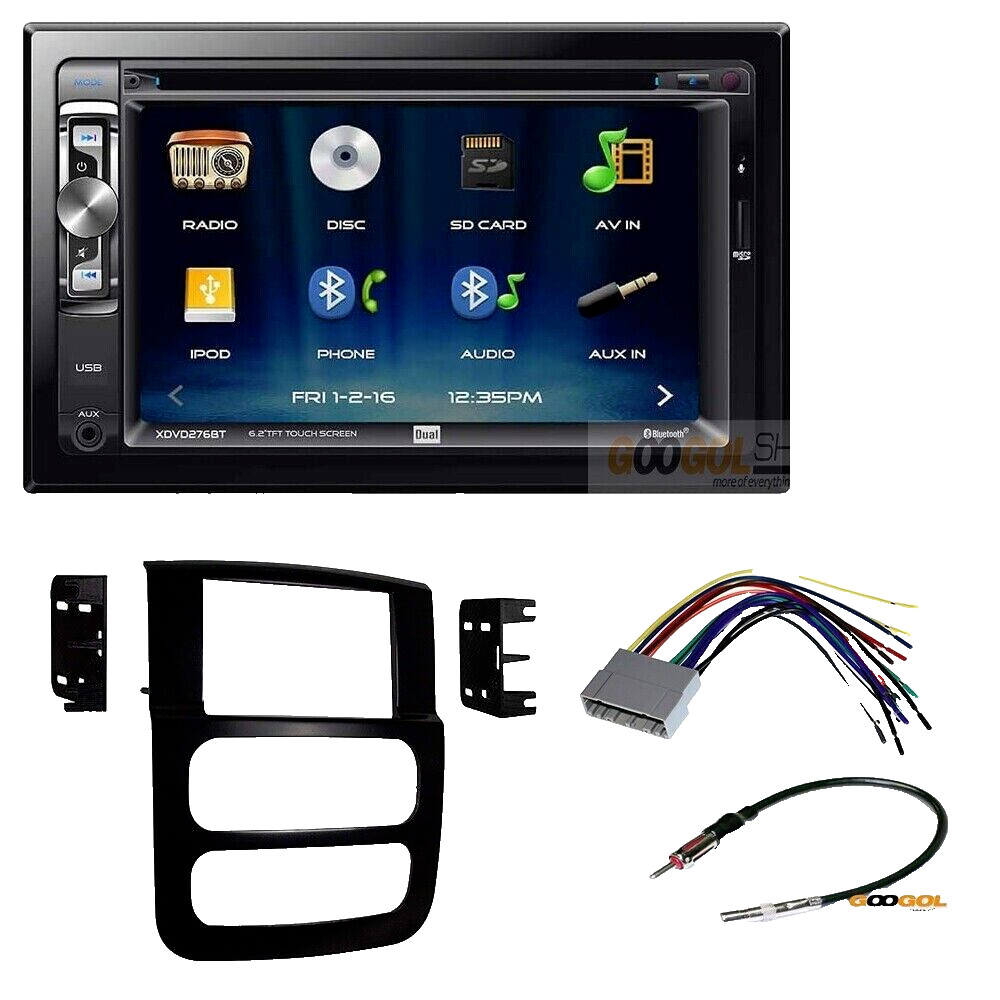 XDVD276BT Bluetooth Car Stereo, Camera + Install Kit for Dodge 2002-05 RAM 1500