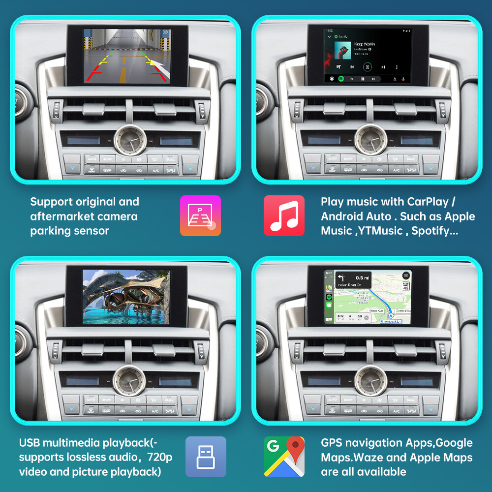 For Lexus IS NX ES RX GS UX CT LX LC RC 2014-2020 Wireless Carplay Andriod Auto