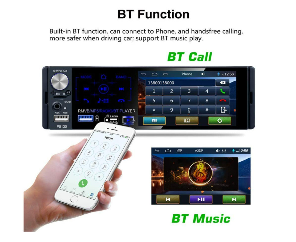 Estereo De Pantalla con Bluetooth Para Coche Carro Auto MP5 Player USB/SD/AUX/FM