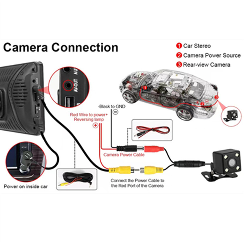 7in Car Stereo Radio Portable Player GPS Navi Touch Screen Mirror Link W/Camera