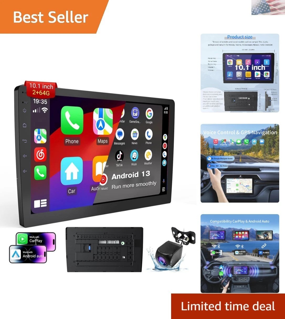 Car Audio Revolution: 10.1” Android 13 Stereo with Backup Camera & Hi-Fi Sound