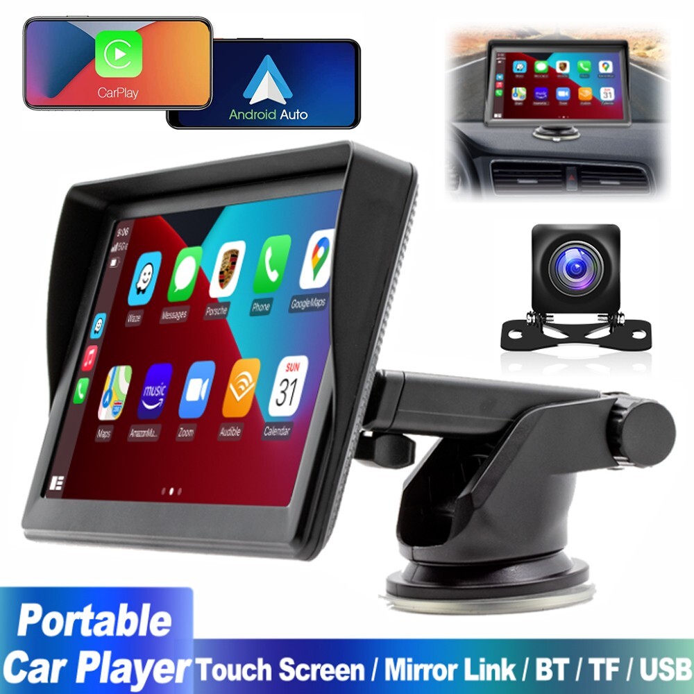 7” Portable Wireless Apple CarPlay Android Auto Touch Screen Car Radio Stereo