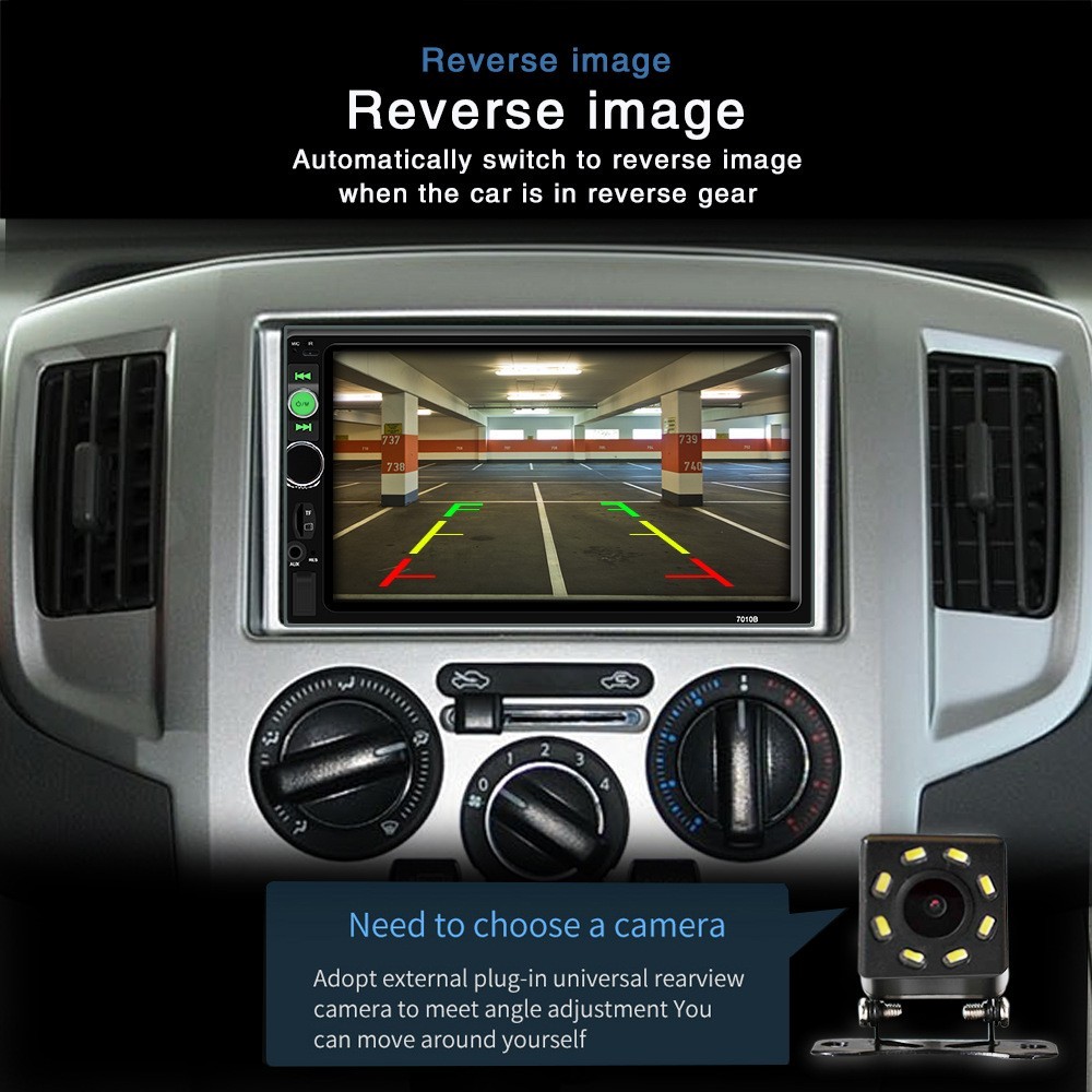 7” 2 DIN HD Car MP5 Player CarPlay Touch Screen Bluetooth Stereo Radio FM/AUX