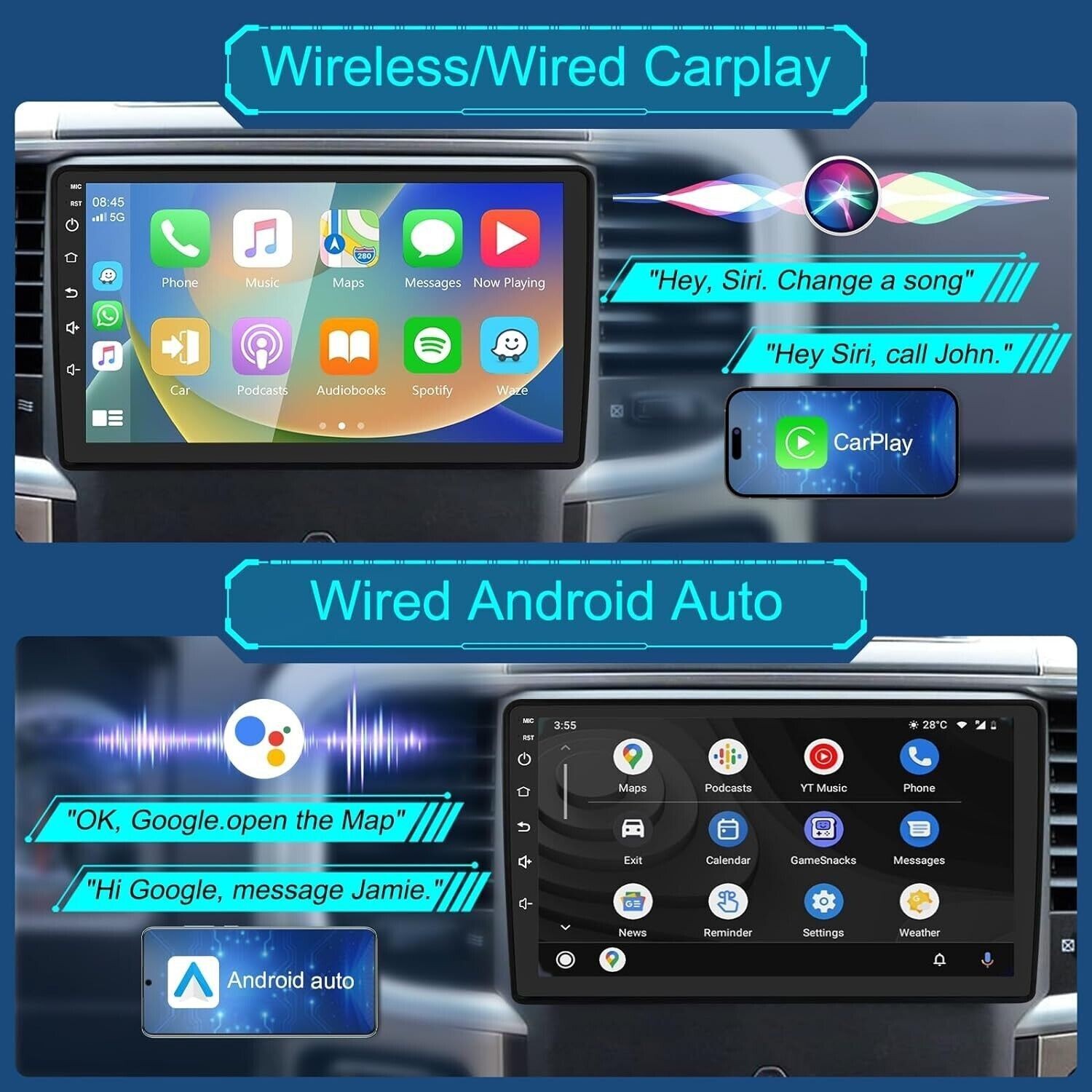 9″ 64GB Car Stereo Radio Android Carplay Screen For 2013-2018 Dodge Ram Truck