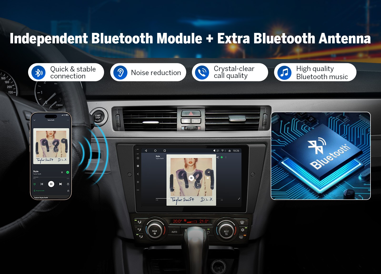 9″ QLED Android 14 Car Radio CarPlay for BMW 328i E90 2006-2011 6+64 Factory Fit