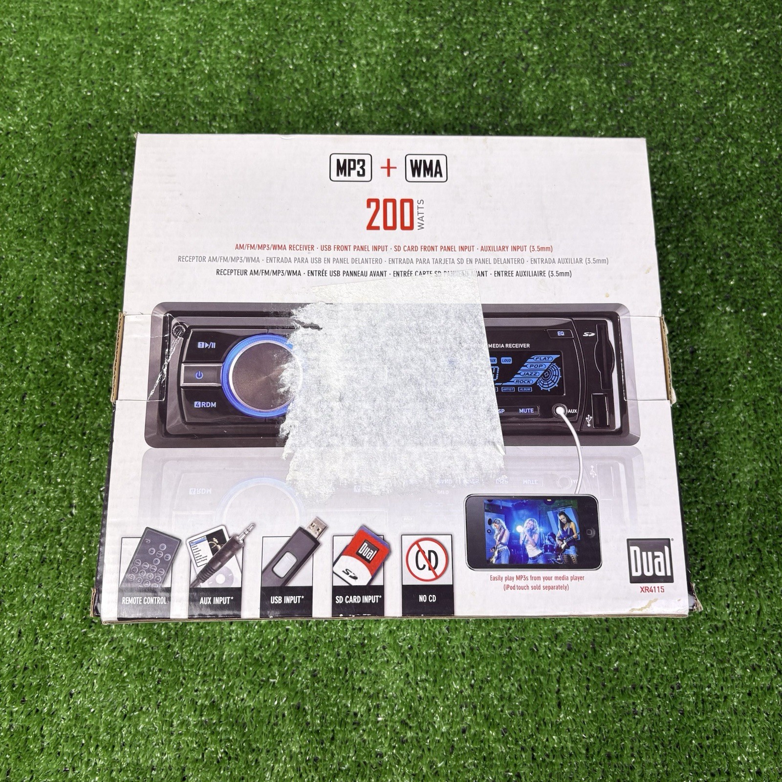 Car Radio Head Unit MP3+WMA DUAL XR4115 200 WATTS Remote, AUX, USB, SD – No CD