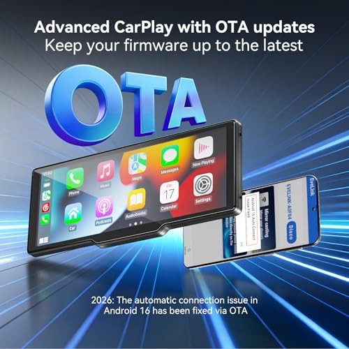 Portable Carplay Screen for Car, 10.26″ Wireless Carplay Car Stereo & 10.26inch
