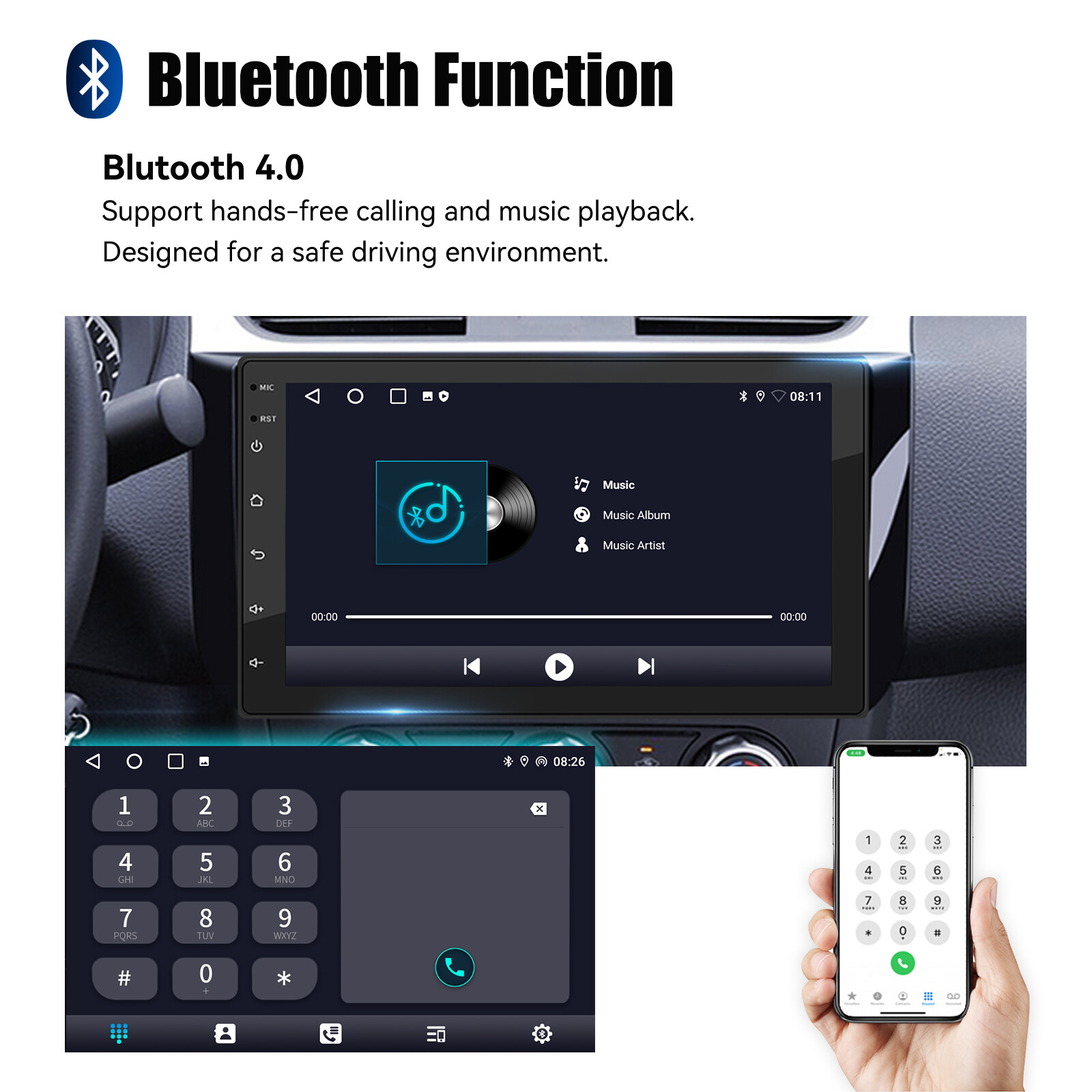 7″ 2 DIN 4G+64G Android 14 Car Stereo Apple Carplay Radio GPS NAVI Wifi Camera