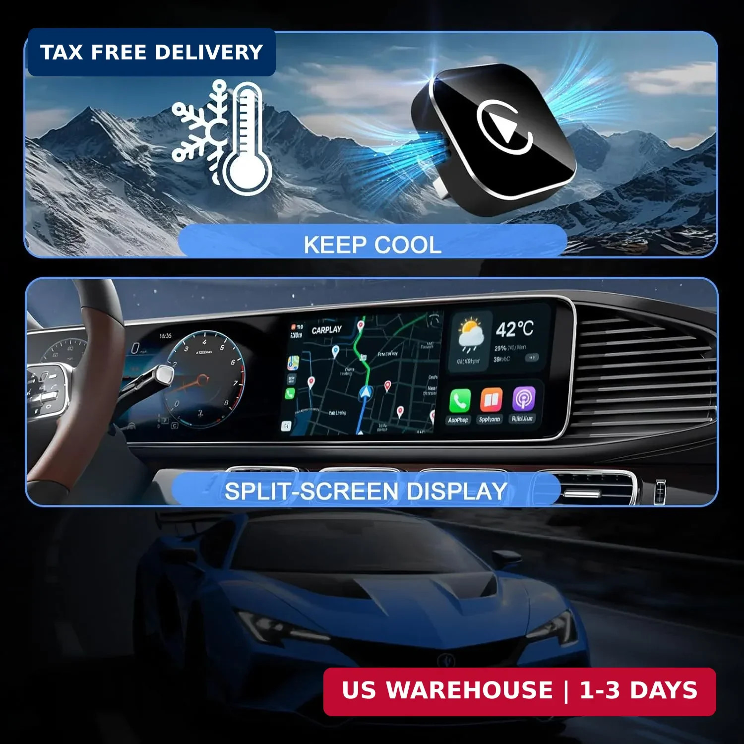 Wireless CarPlay Adapter, 2026 Upgraded Wired to Wireless for Apple CarPlay & An