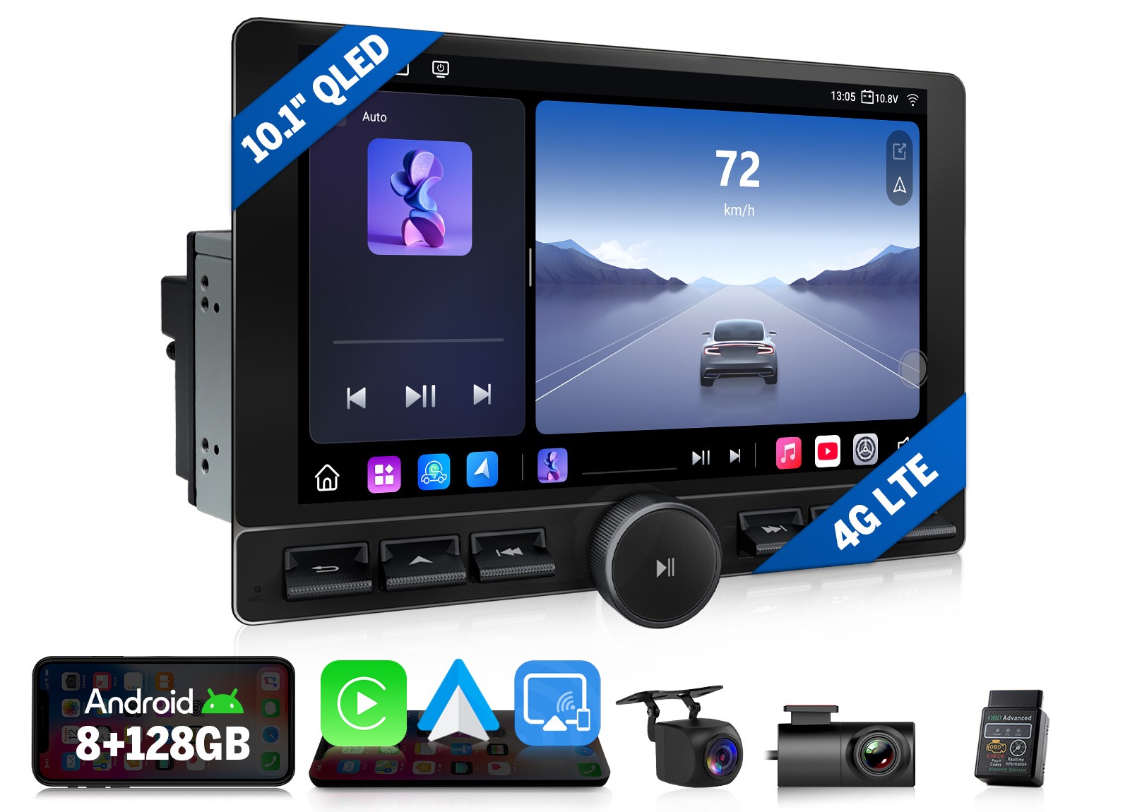 Eonon UX6K2 PRO MAX 10.1″ QLED Car Stereo 8+128 CarPlay GPS Double DIN Head Unit