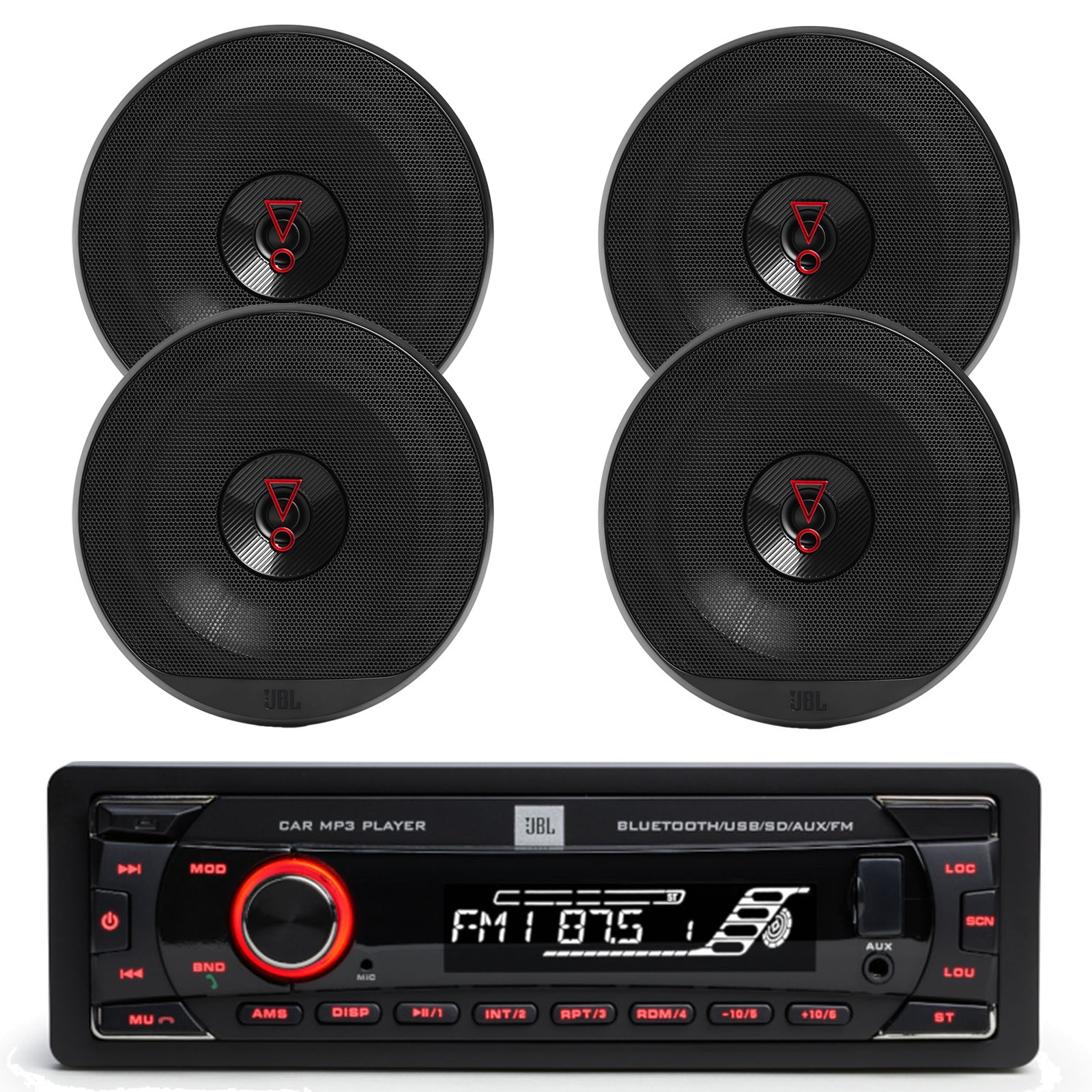 JBL Celebrity100 in-Dash Bluetooth Receiver 4x 6.5″ 225W Car Audio Speakers