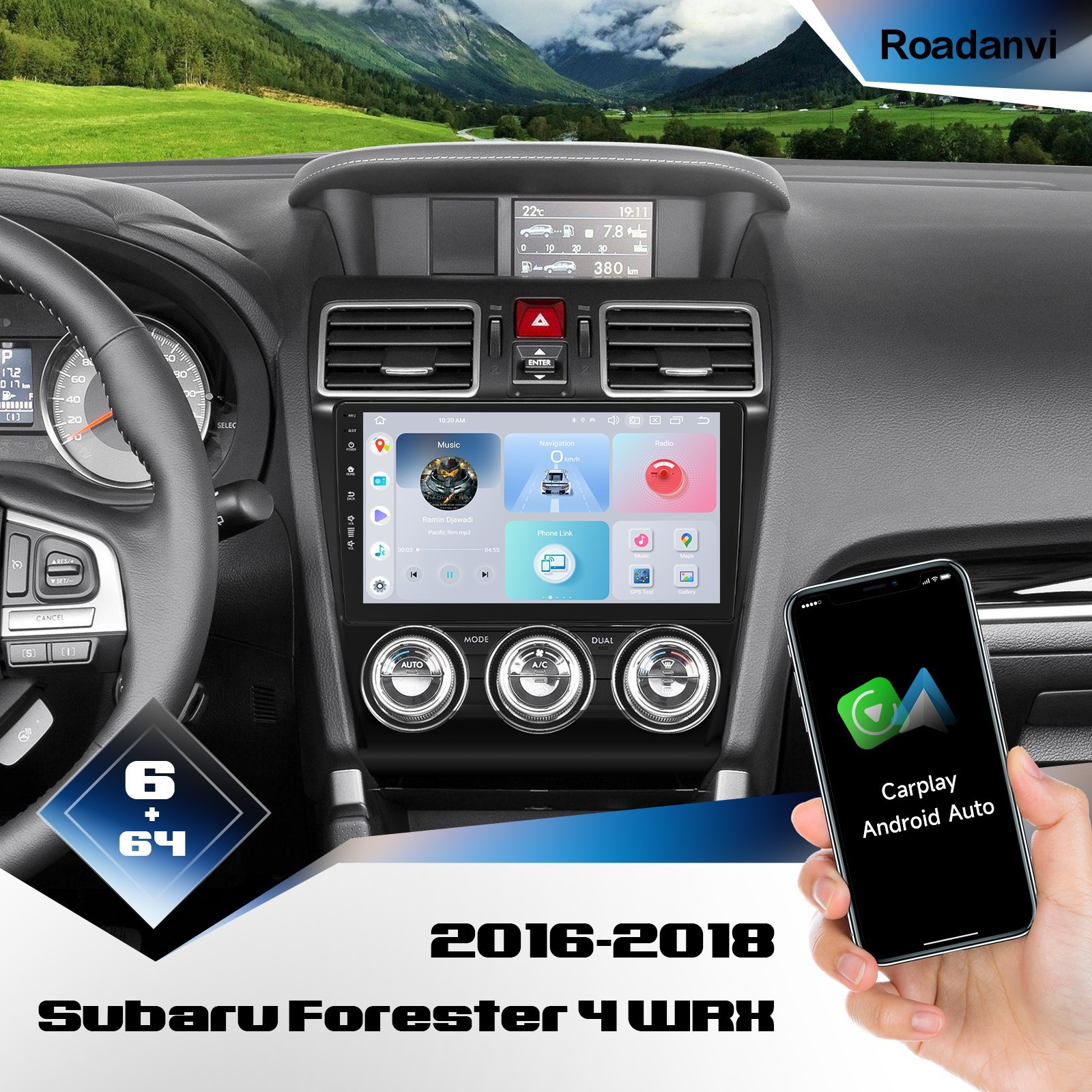 Roadanvi X12 Car Stereo for Subaru 2015-2018 Forester & 2016-2021 WRX GPS Radio