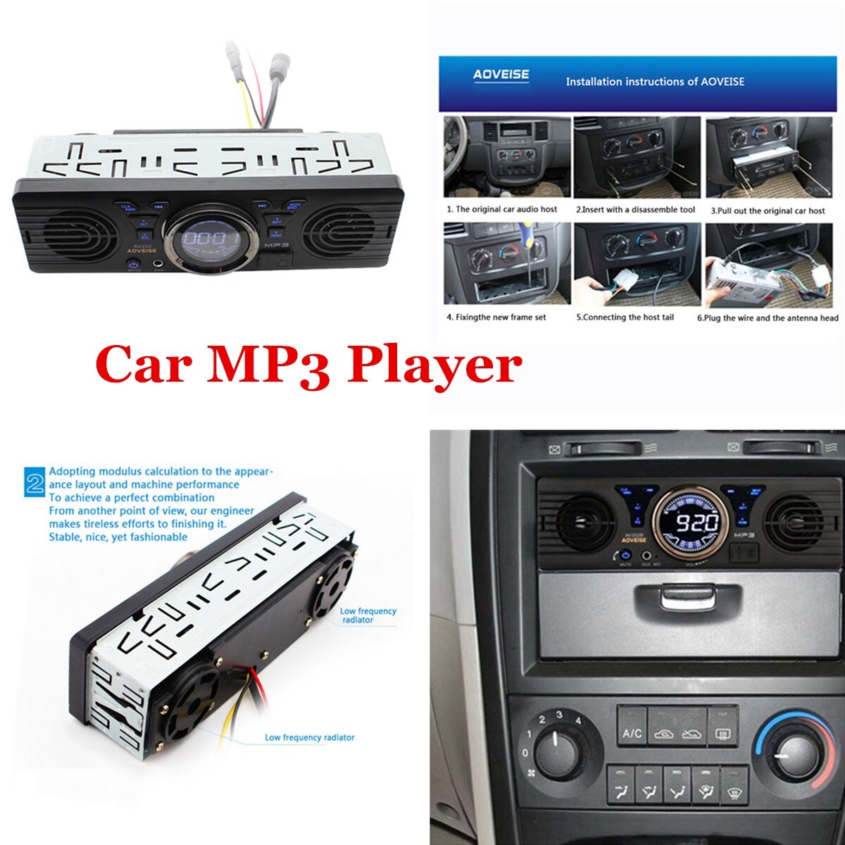 Single Din MP3 Player Car Stereo Audio Bluetooth FM/USB/TF/SD/AUX-IN Head Unit