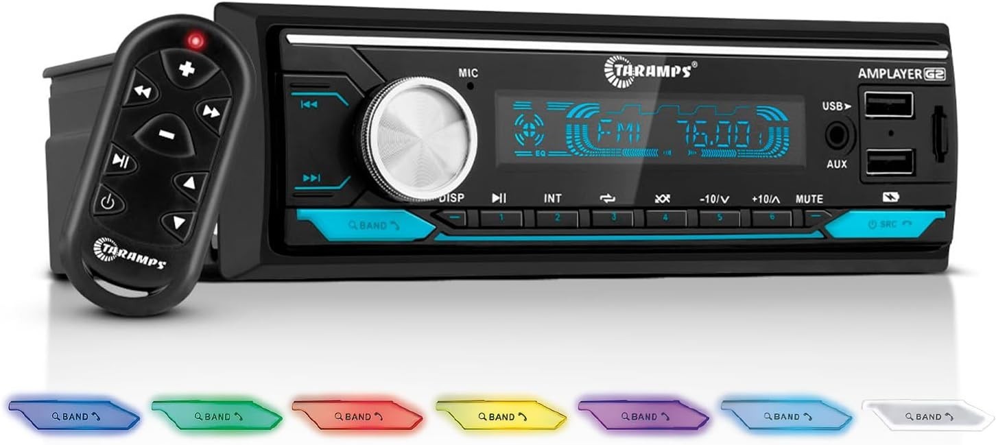Taramps Amplayer Audio Processor G2 2 Ohm 400W RMS Compact RGB Bluetooth Stereo