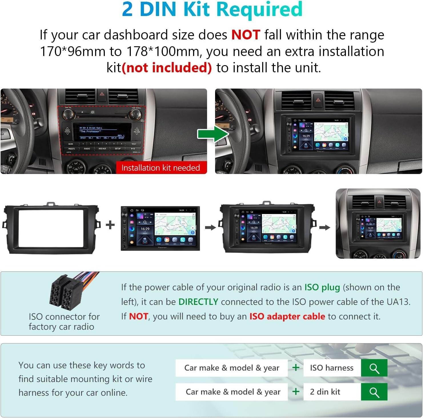 Eonon Android 13 Double Din Car Stereo 7 Inch Apple CarPlay Radio- UA13 Bx 20