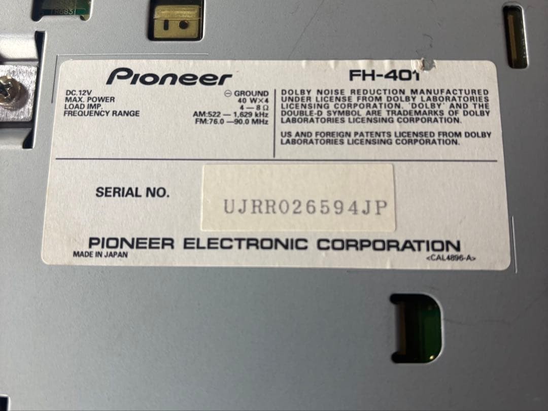 PIONEER Carrozzeria FH-401 Deck amplifier Car Audio Head Unit Tuner CD MD USED