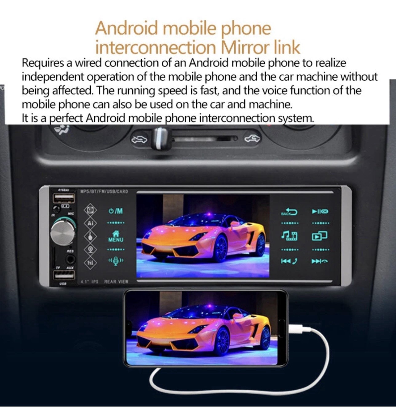 Single 1 Din Car Radio 4.1″ Multimedia MP5 Player Bluetooth Touch Screen Stereo