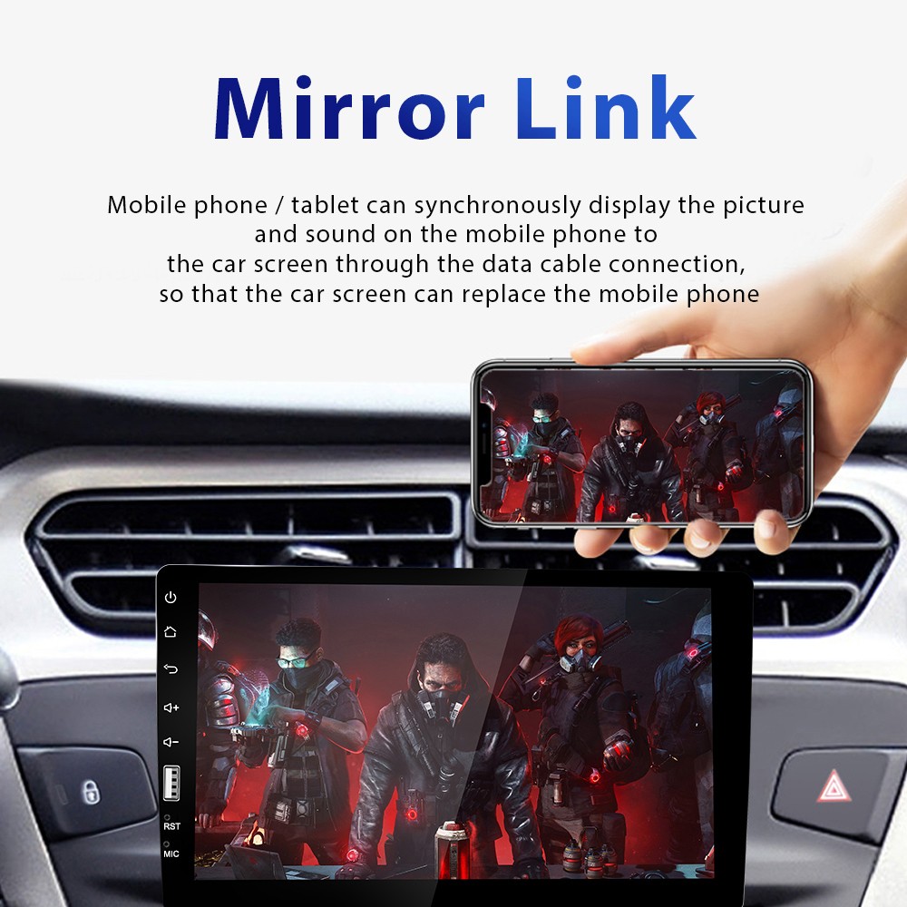 9” Single 1 Din Car Stereo Radio Touch Screen Mirror link Bluetooth FM