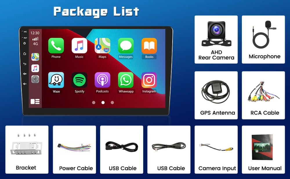 10.1 Inch Android13 Car Stereo Double 2Din Wireless Apple Carplay GPS WiFi 2+32G