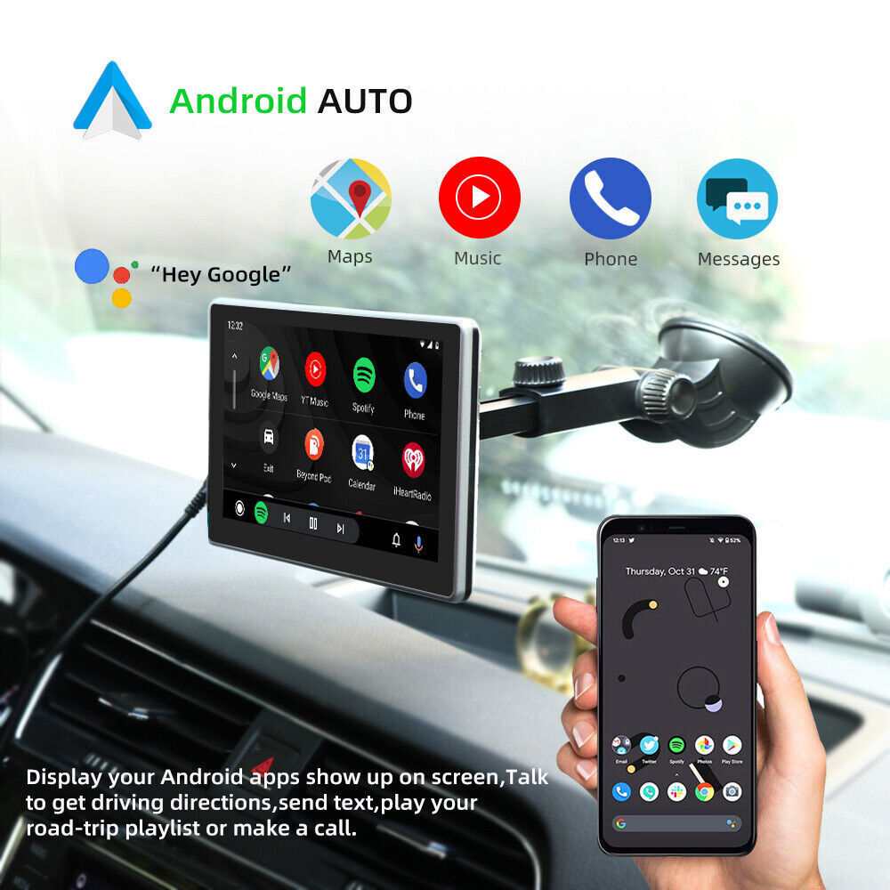 Portable 7″ HD Car Radio Wireless Apple Carplay/android Auto FM Touch Screen MP5